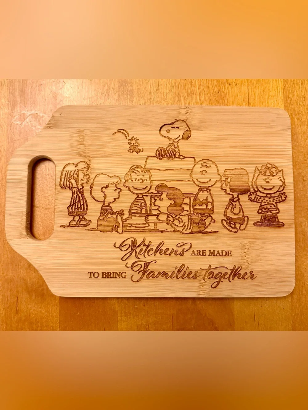 Peanuts Wood Engraved Cutting Board with Snoopy & Friends - Natural Bamboo